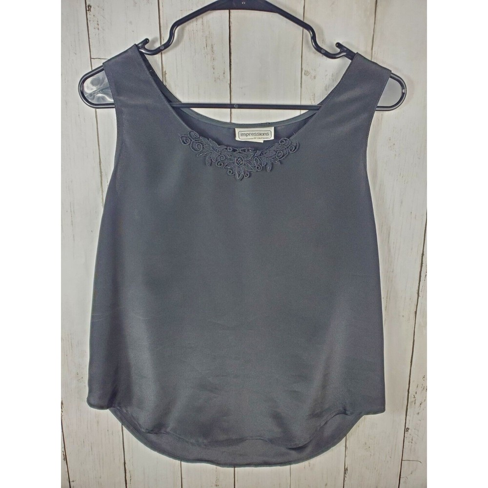 Impressions Of California Women's Size Medium Black Polyester Tank Top Blouse